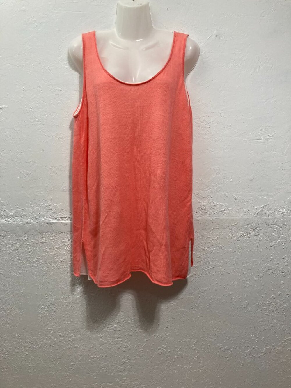 Jones New York Knit Tank Top Tunic Linen Blend Coastal Layers Resort Peach 1X